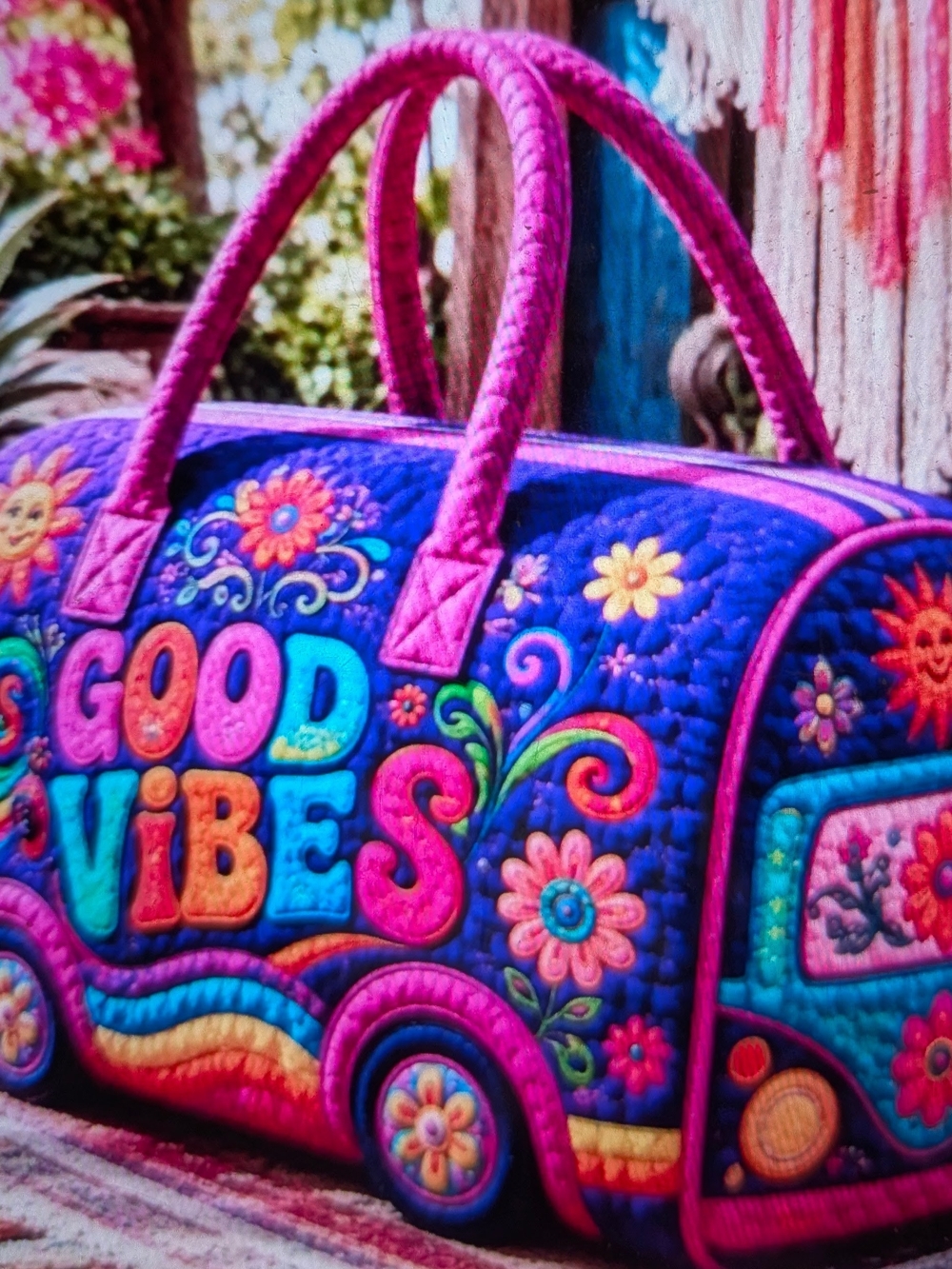 Source Unknown Quilted Duffel Bag - Pink & Purple